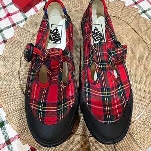 Vans Red Style 93 Red Tartan Plaid Women's Sneakers